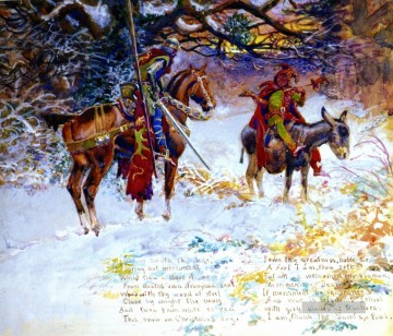 Narr und der Ritter 1914 Charles Marion Russell Ölgemälde